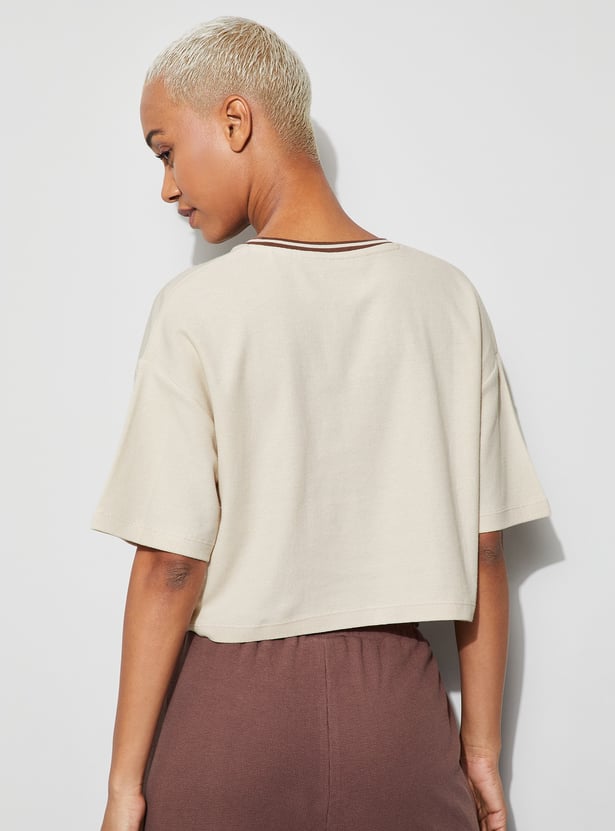 KAPPA Striped Neck Crop T-shirt