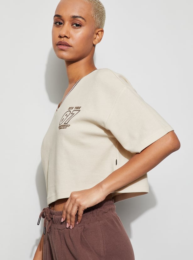 KAPPA Striped Neck Crop T-shirt