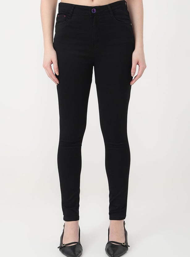 KRAUS Solid High Rise Skinny Fit Jeans