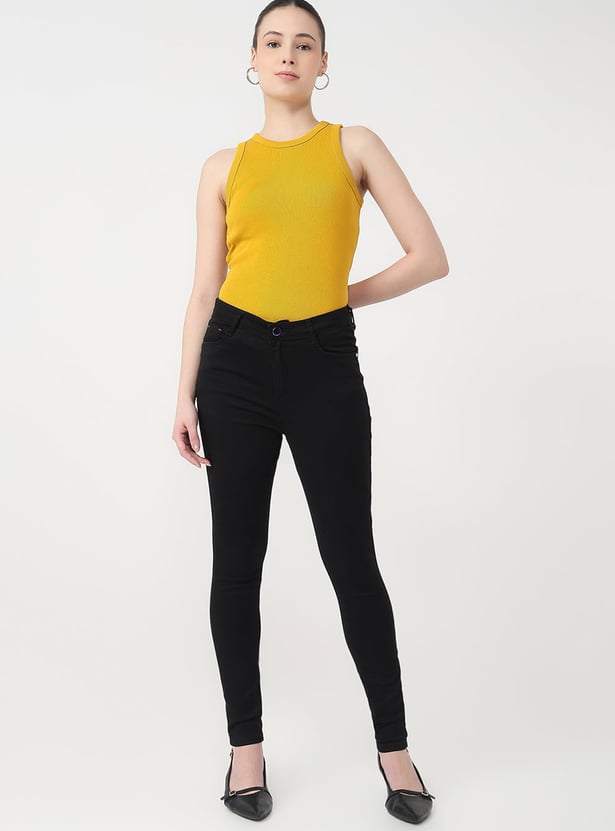 KRAUS Solid High Rise Skinny Fit Jeans