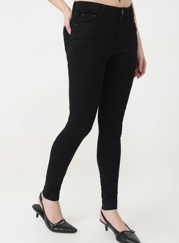 KRAUS Solid High Rise Skinny Fit Jeans