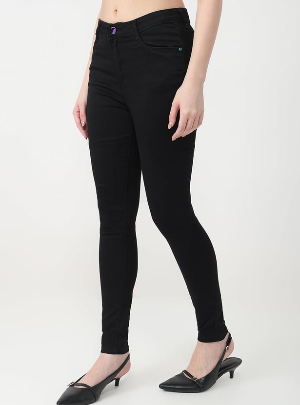 KRAUS Solid High Rise Skinny Fit Jeans