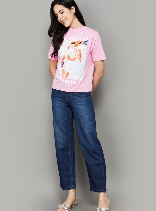 KRAUS Washed High-Rise Barrel Fit Jeans