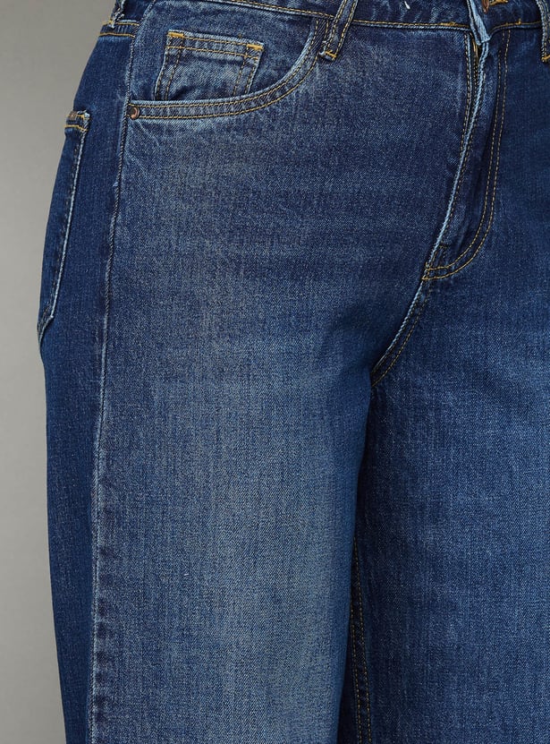 KRAUS Washed High-Rise Barrel Fit Jeans