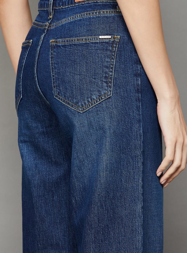 KRAUS Washed High-Rise Barrel Fit Jeans