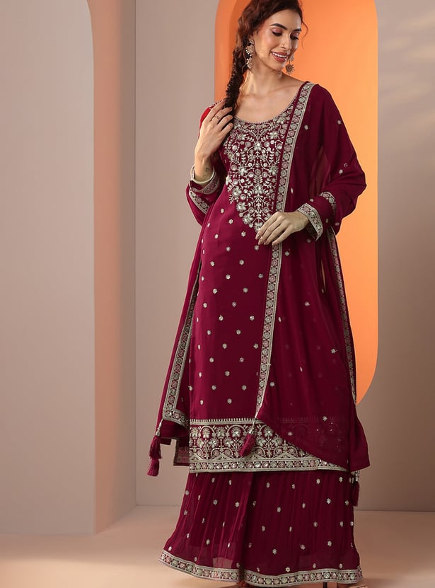 LIBAS Embroidered Straight Kurta Set