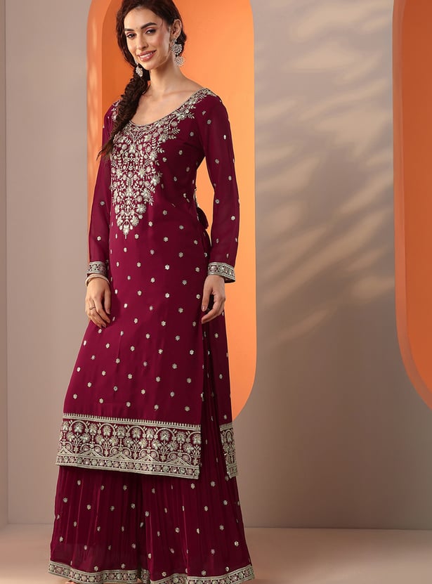 LIBAS Embroidered Straight Kurta Set
