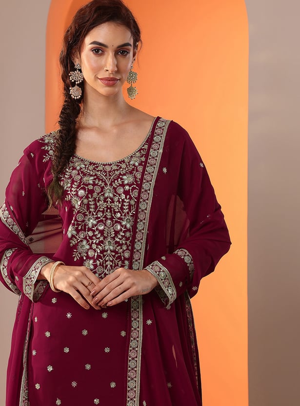 LIBAS Embroidered Straight Kurta Set