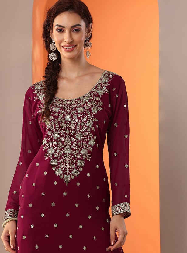 LIBAS Embroidered Straight Kurta Set