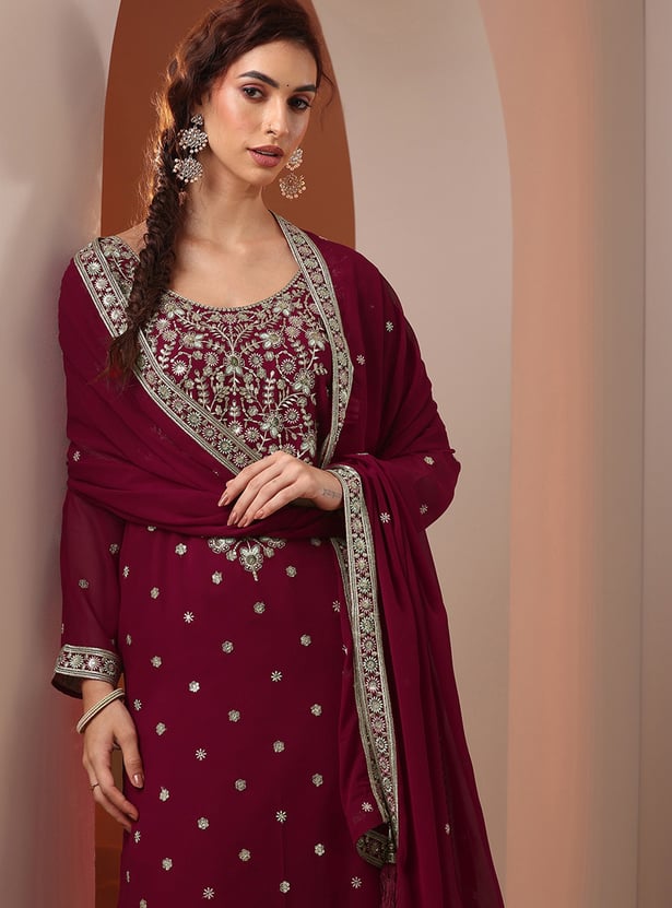 LIBAS Embroidered Straight Kurta Set