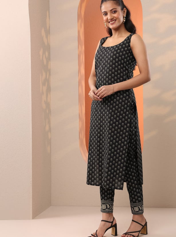 LIBAS Floral Print A-line Kurta Set