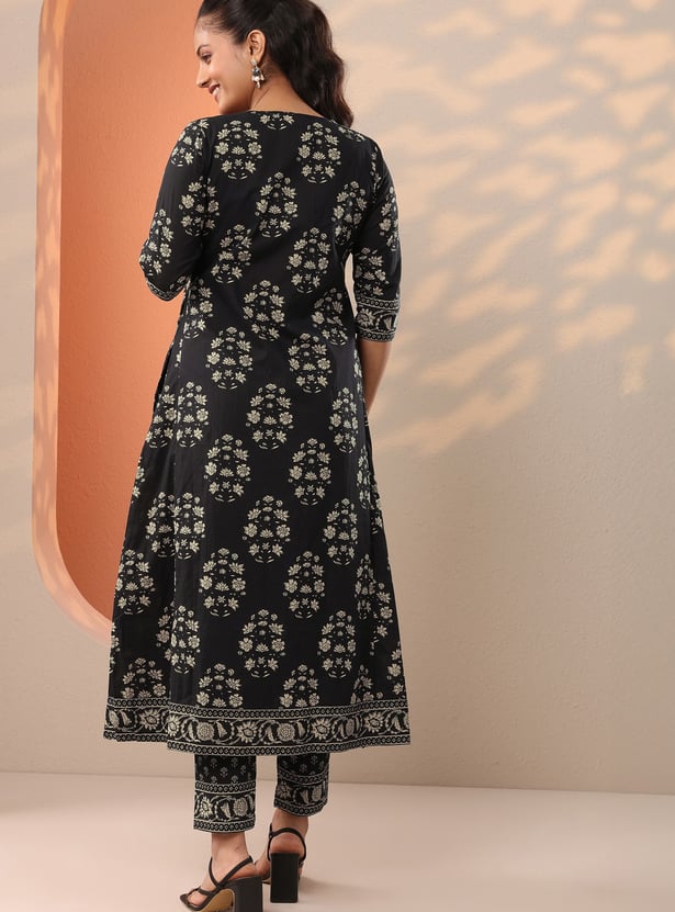 LIBAS Floral Print A-line Kurta Set