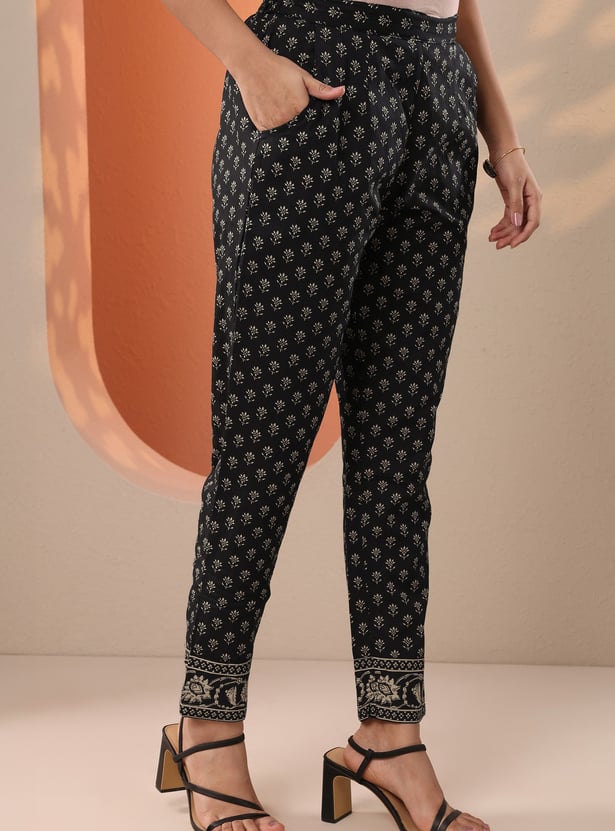 LIBAS Floral Print A-line Kurta Set
