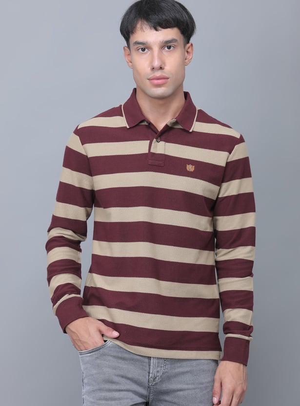 FAHRENHEIT Striped Polo T-shirt