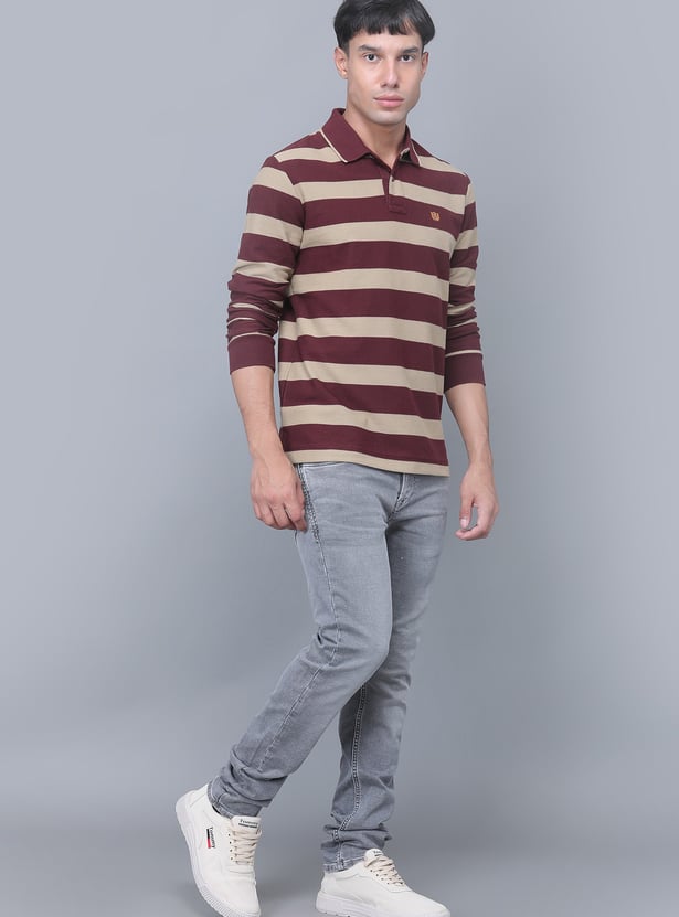 FAHRENHEIT Striped Polo T-shirt