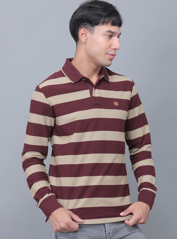 FAHRENHEIT Striped Polo T-shirt