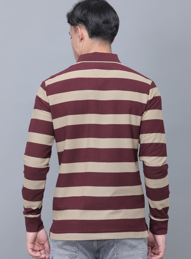 FAHRENHEIT Striped Polo T-shirt