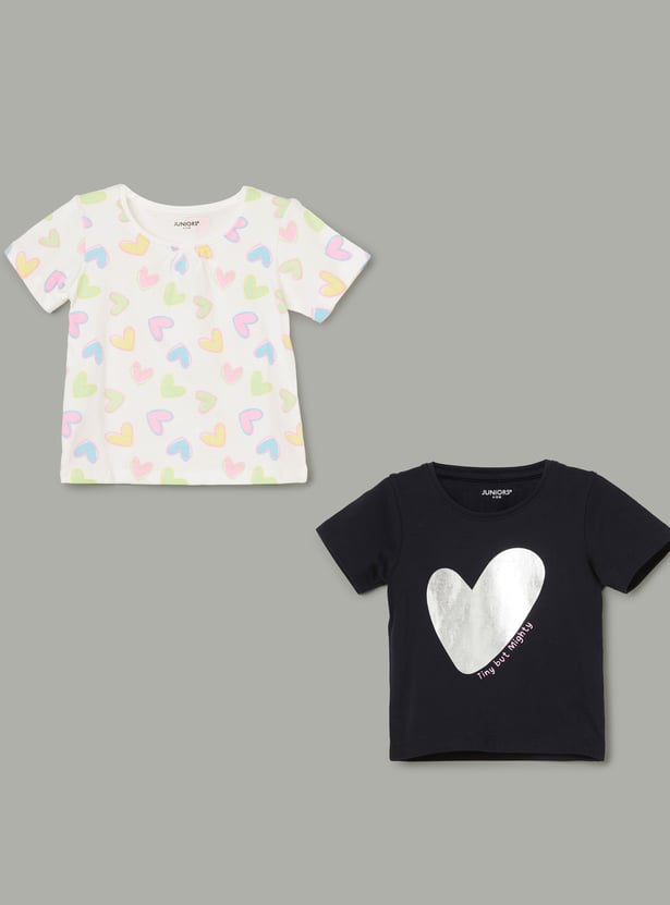 JUNIOR BABY Girls Printed T-shirt - Pack of 2