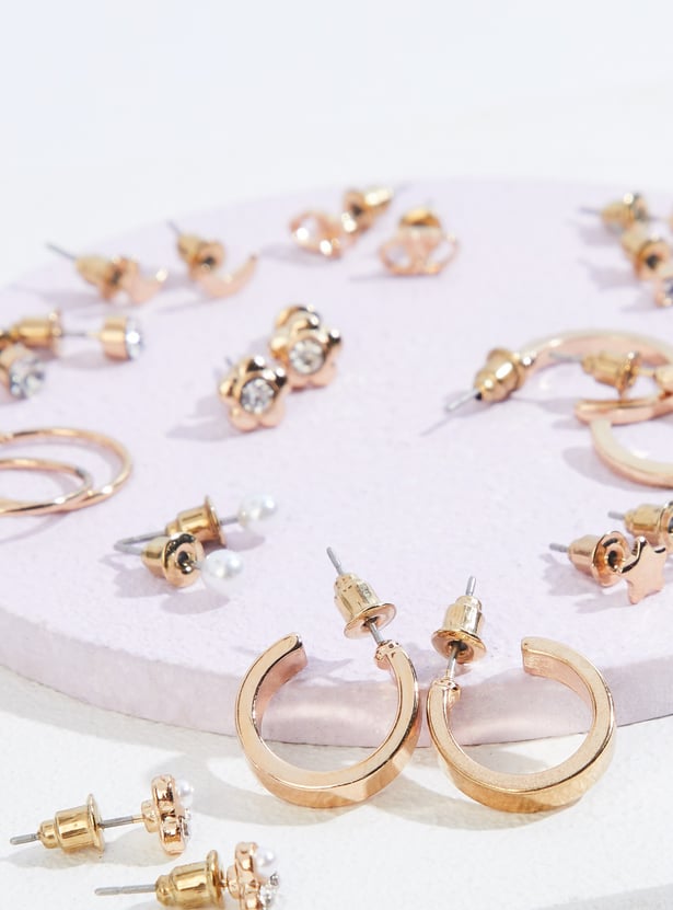 GINGER Assorted Hoop and Stud Earrings - Pack of 15