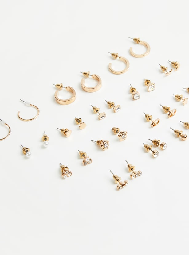 GINGER Assorted Hoop and Stud Earrings - Pack of 15