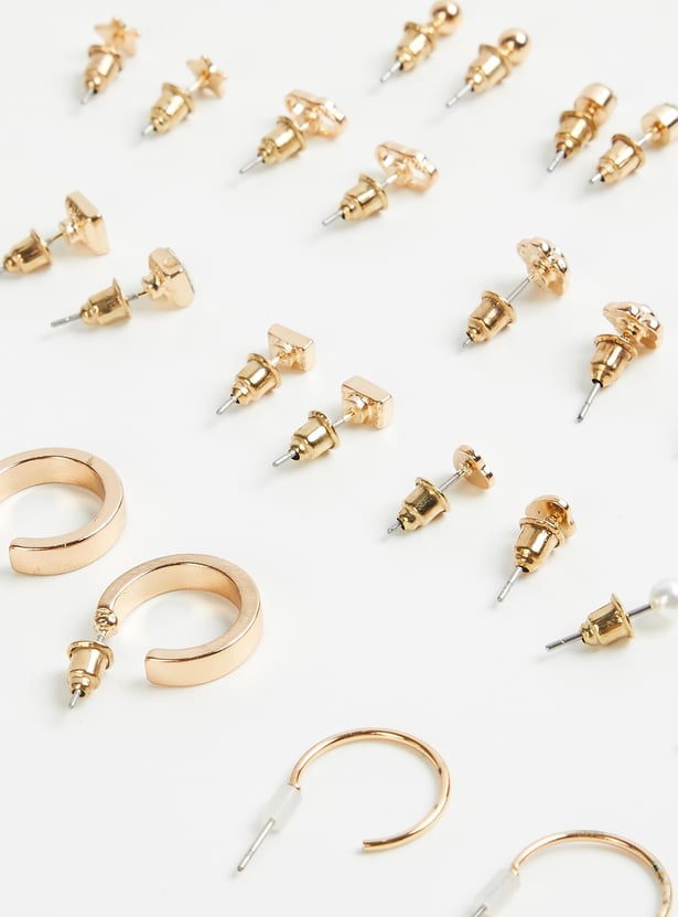 GINGER Assorted Hoop and Stud Earrings - Pack of 15