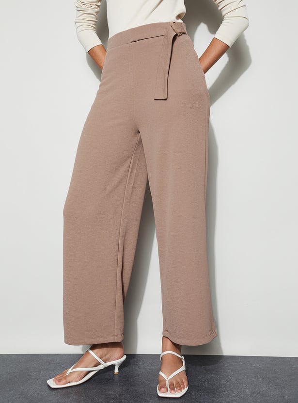 CODE Knit Belted Wide Leg Trousers