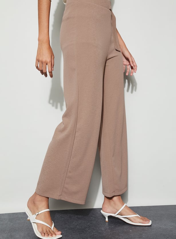 CODE Knit Belted Wide Leg Trousers