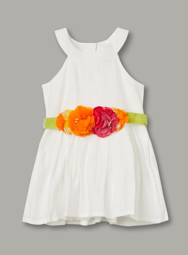 JUNIORS Girls Appliqued Dress with Belt