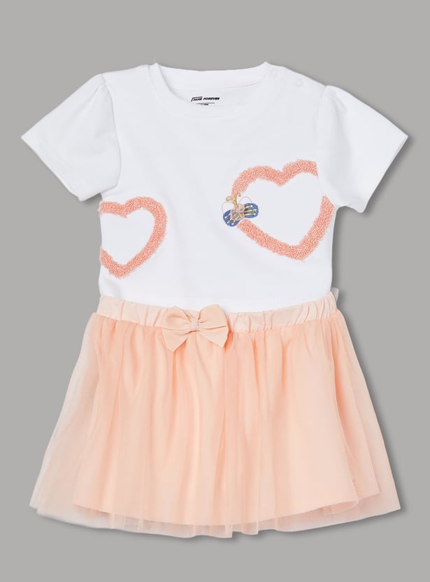 FAME FOREVER Girls Embroidered Bodysuit with Skirt