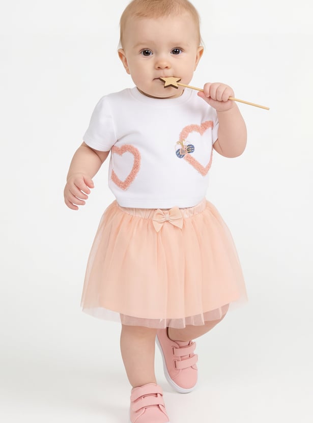 FAME FOREVER Girls Embroidered Bodysuit with Skirt