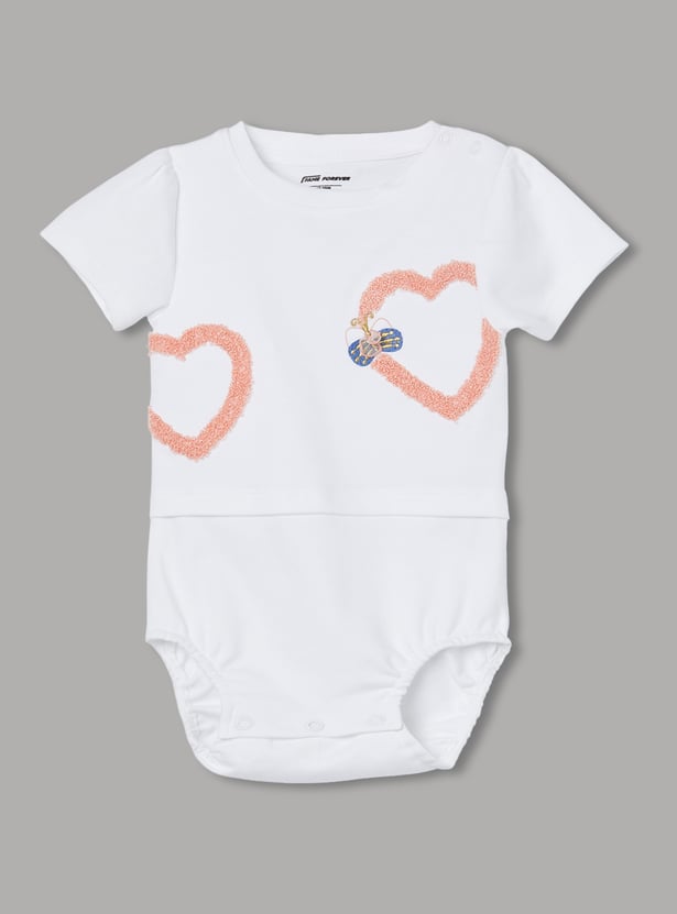FAME FOREVER Girls Embroidered Bodysuit with Skirt