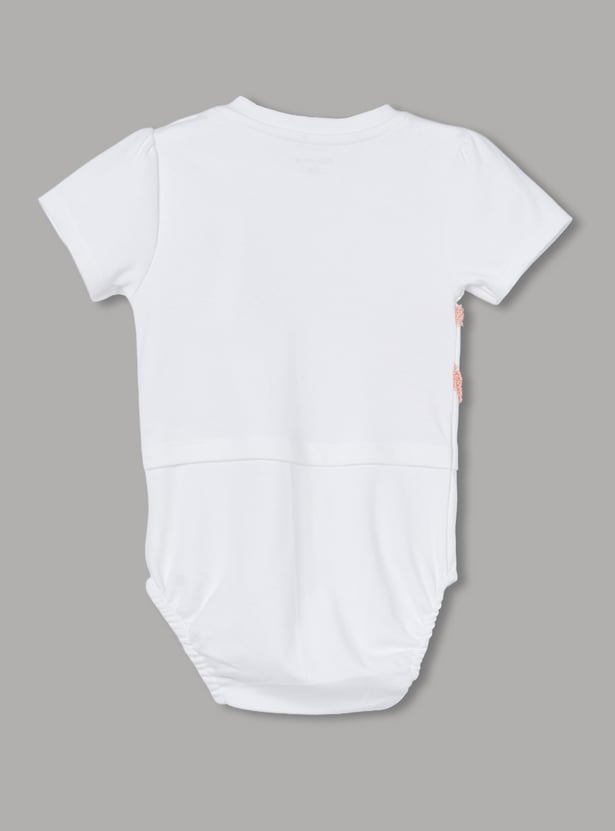FAME FOREVER Girls Embroidered Bodysuit with Skirt