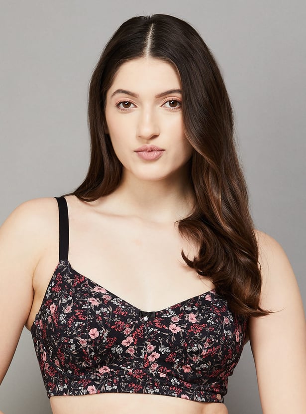 ENAMOR Floral Print Padded Non-Wired T-shirt Bra