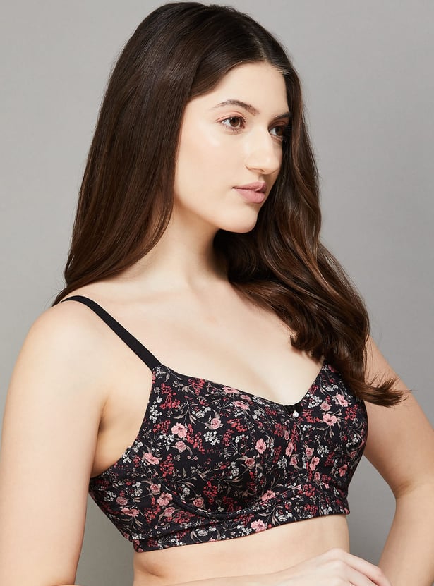 ENAMOR Floral Print Padded Non-Wired T-shirt Bra
