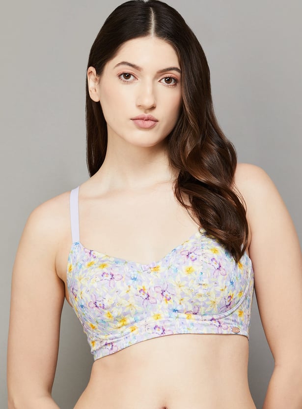ENAMOR Floral Print Padded Non-Wired T-shirt Bra