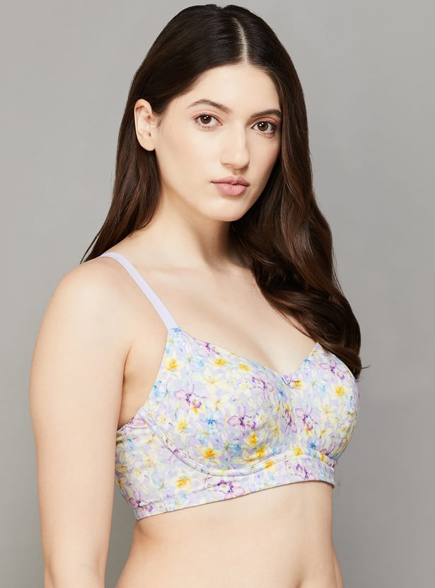 ENAMOR Floral Print Padded Non-Wired T-shirt Bra