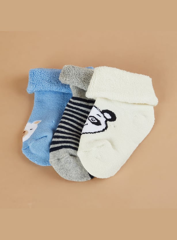 FAME FOREVER Boys Patterned Ankle-length Socks - Pack of 3