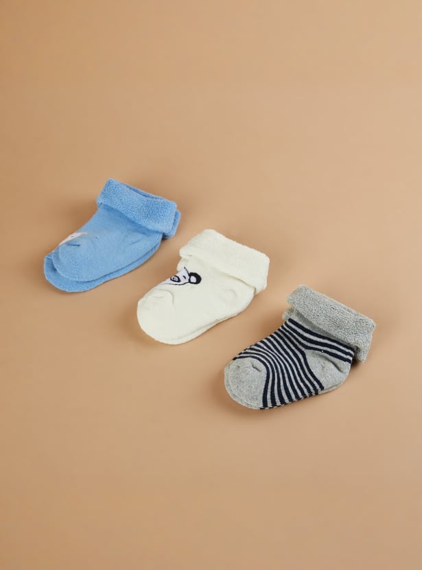 FAME FOREVER Boys Patterned Ankle-length Socks - Pack of 3