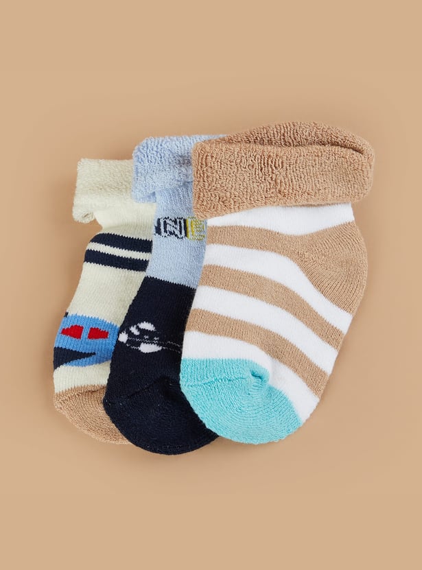 FAME FOREVER Boys Patterned Ankle-length Socks - Pack of 3