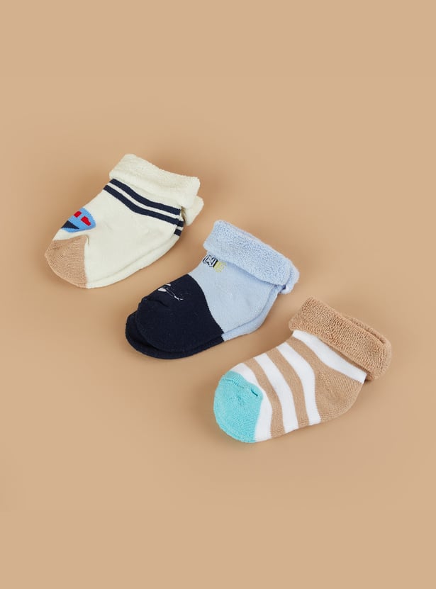FAME FOREVER Boys Patterned Ankle-length Socks - Pack of 3