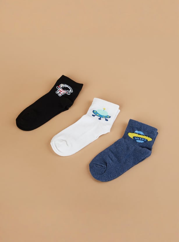 FAME FOREVER Boys Assorted Ankle Length Socks - Pack of 3