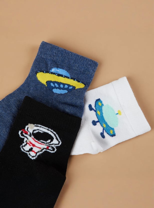 FAME FOREVER Boys Assorted Ankle Length Socks - Pack of 3