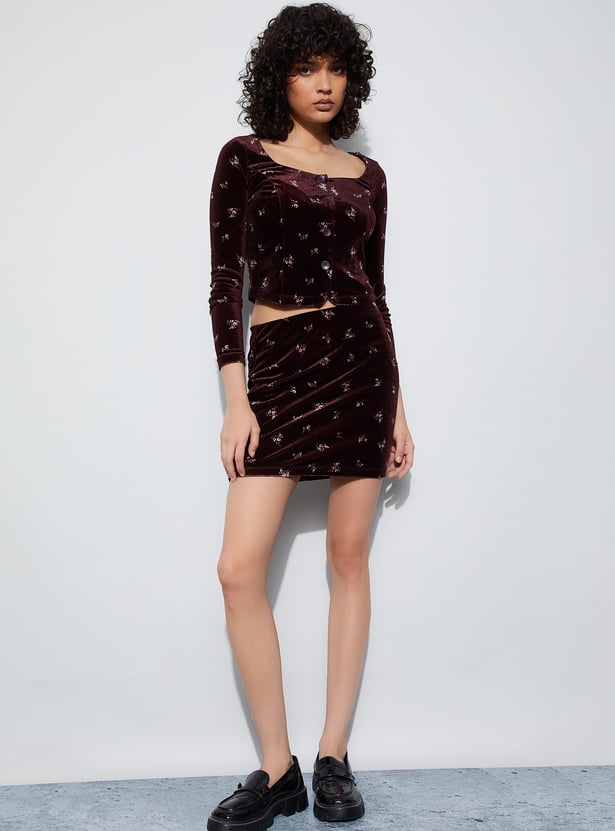 GINGER Floral Print Mini Skirt