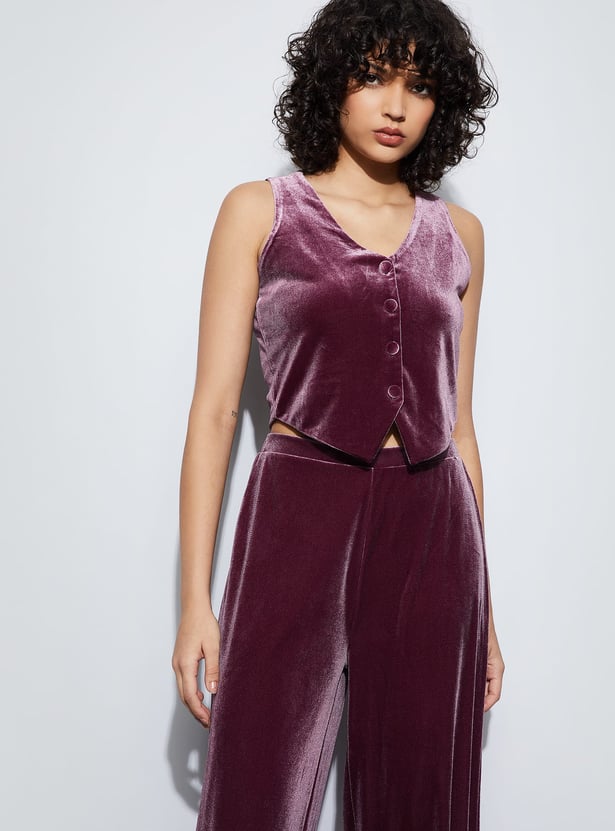 GINGER Solid Sleeveless Crop Top