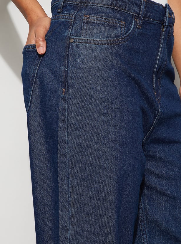 GINGER Washed Wide Leg Jeans