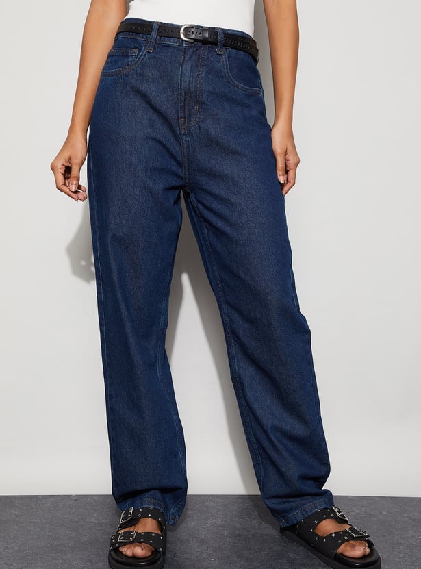 GINGER Washed Wide Leg Jeans