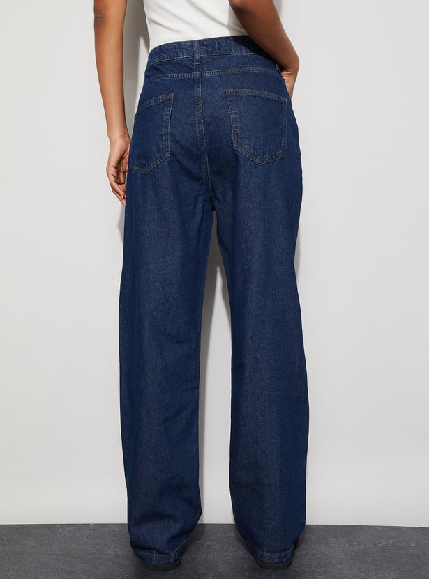 GINGER Washed Wide Leg Jeans