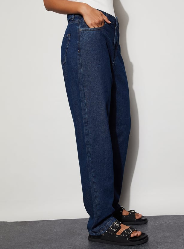 GINGER Washed Wide Leg Jeans