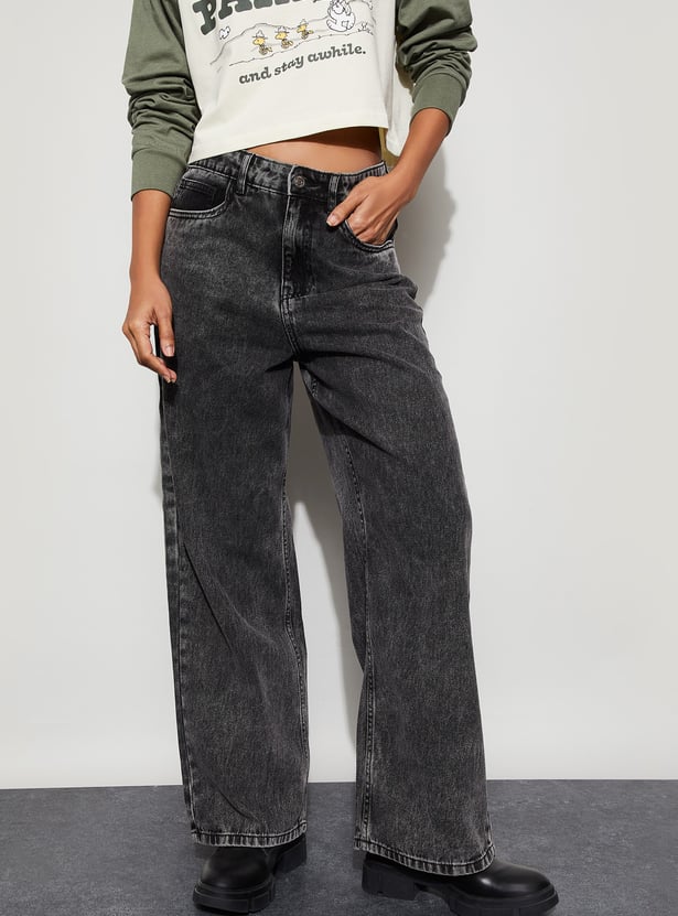 GINGER Washed Mid-Rise Jeans