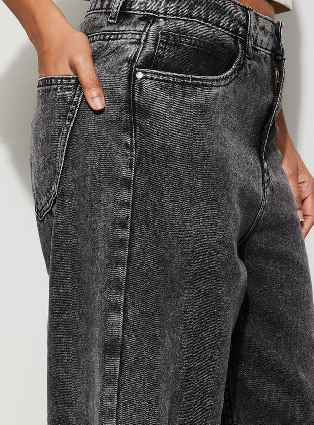 GINGER Washed Mid-Rise Jeans